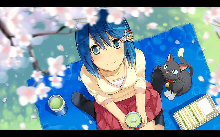 Windows 7, blue hair, Madobe Nanami, OS-tan - desktop wallpaper