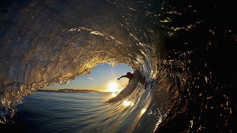water, sunset, ocean, nature, waves, surfing, scenic, surfers, skink, Skylab - desktop wallpaper