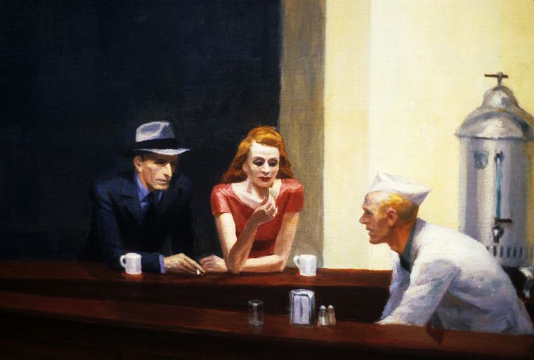 paintings, Edward Hopper, Nighthawks At The Diner - desktop wallpaper