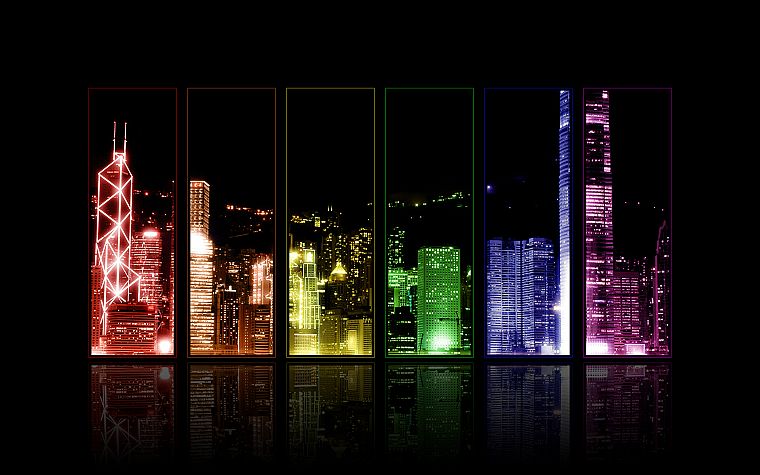 cityscapes, buildings, Hong Kong, rainbows, Rainbow City - desktop wallpaper