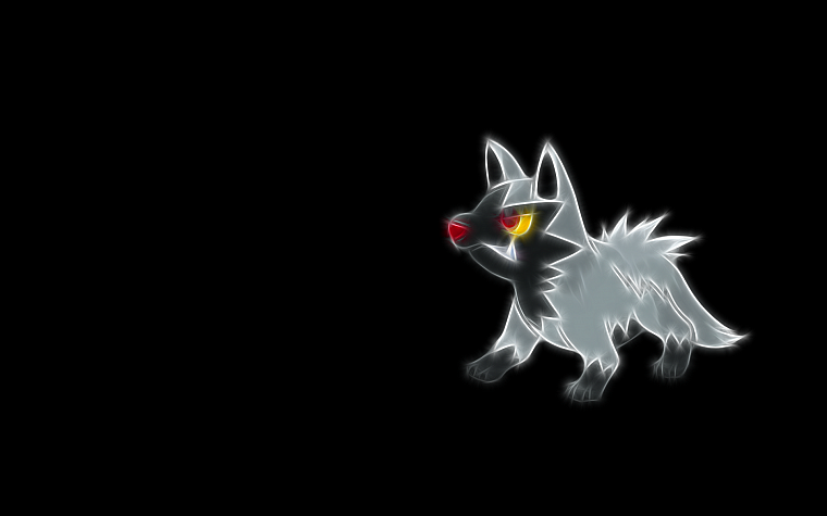 Pokemon, Fractalius, black background, Poochyena - desktop wallpaper