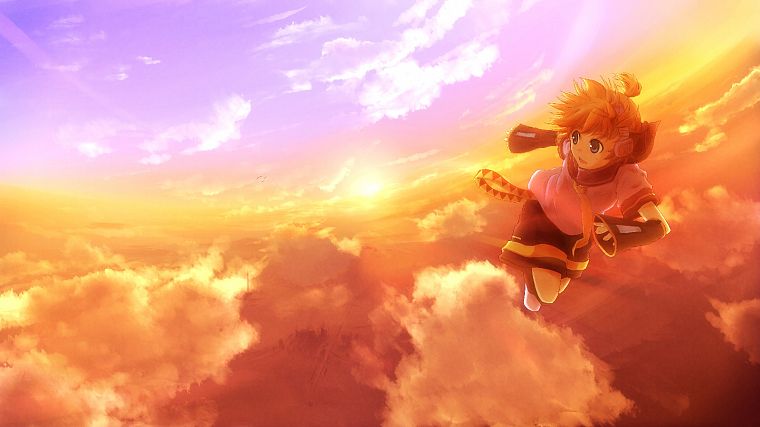 clouds, Vocaloid, Kagamine Len, anime, skyscapes - desktop wallpaper