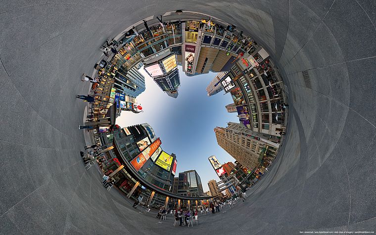 buildings, Toronto, artwork, panorama circle, fisheye circle, cities - desktop wallpaper