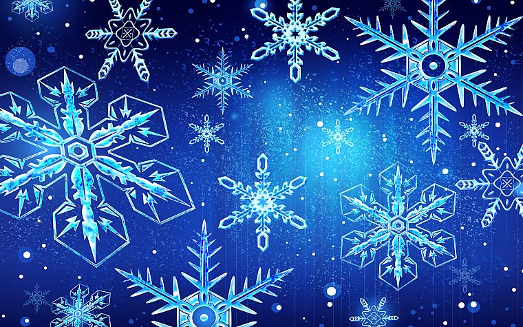 blue, snowflakes - desktop wallpaper
