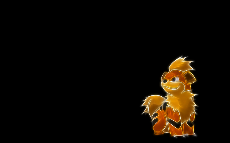 Pokemon, simple background, black background, Growlithe - desktop wallpaper