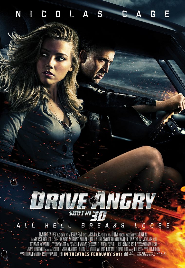 Amber Heard, Nicolas Cage, movie posters, Drive Angry - desktop wallpaper