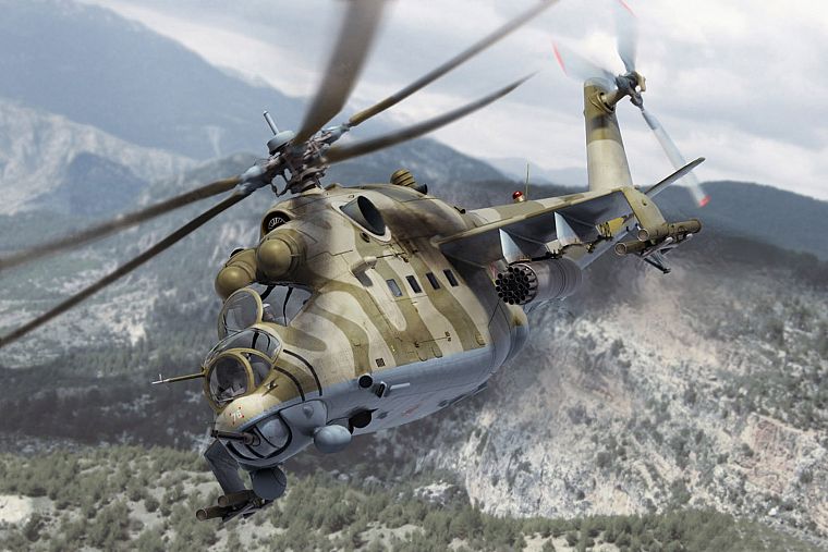 aircraft, helicopters, hind, vehicles, 3D renders, Mi-24, Mi-24 Hind - desktop wallpaper