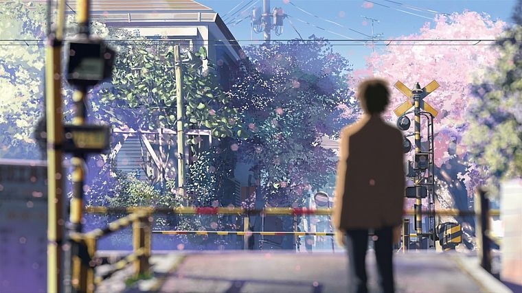 Makoto Shinkai, 5 Centimeters Per Second, railroad crossing - desktop wallpaper