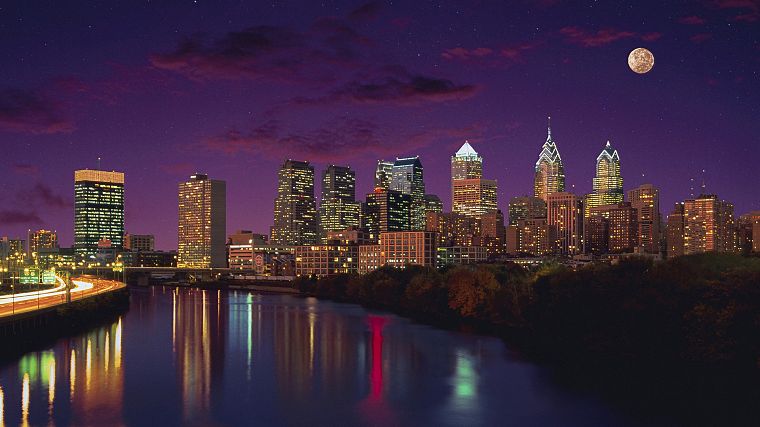 cityscapes, Pennsylvania, Philadelphia, evening - desktop wallpaper