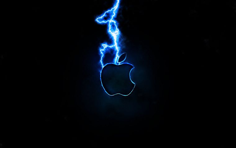 Apple Inc., lightning, logos - desktop wallpaper