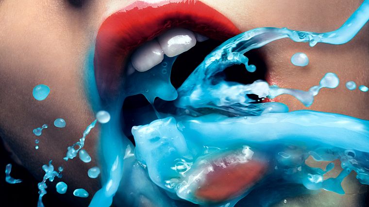 women, close-up, lips - desktop wallpaper