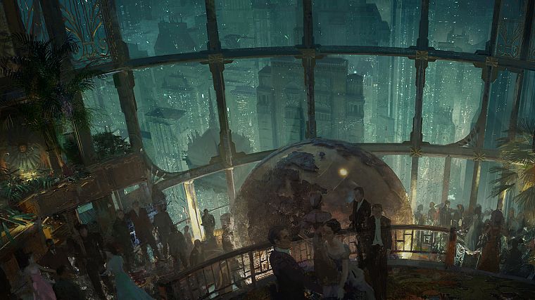 video games, BioShock, Rapture, party, globes - desktop wallpaper