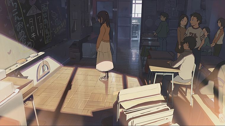 school, classroom, Makoto Shinkai, 5 Centimeters Per Second - desktop wallpaper