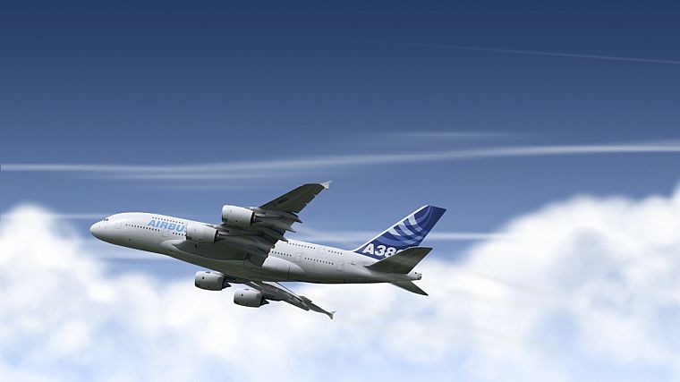 aircraft, contrails, Airbus A380-800 - desktop wallpaper