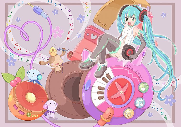 Vocaloid, gloves, Hatsune Miku, Miku Append, Vocaloid Append, bare shoulders - desktop wallpaper