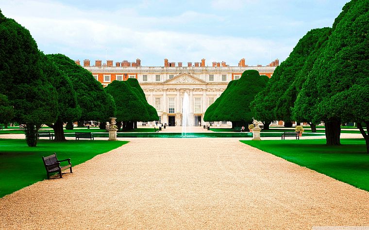 trees, court, palace, Hampton Court - desktop wallpaper