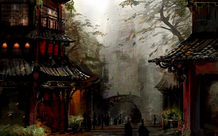 video games, Guild Wars, concept art, Asian architecture, arches - desktop wallpaper
