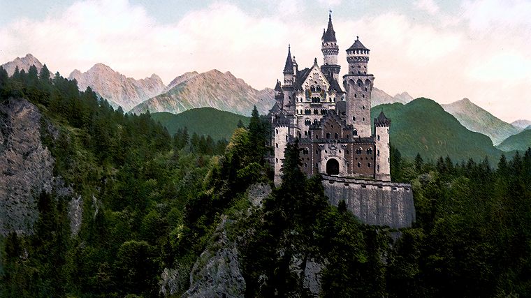 mountains, castles, forests, hills, Neuschwanstein Castle - desktop wallpaper