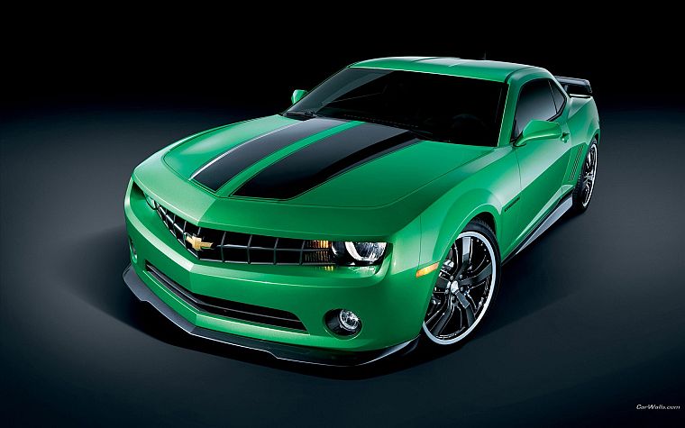 green, cars, Chevrolet Camaro - desktop wallpaper