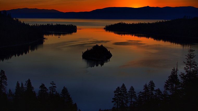 sunset, mountains, landscapes, lakes - desktop wallpaper
