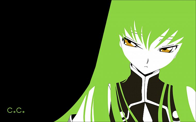 Code Geass, green hair, C.C., anime, simple background, anime girls - desktop wallpaper