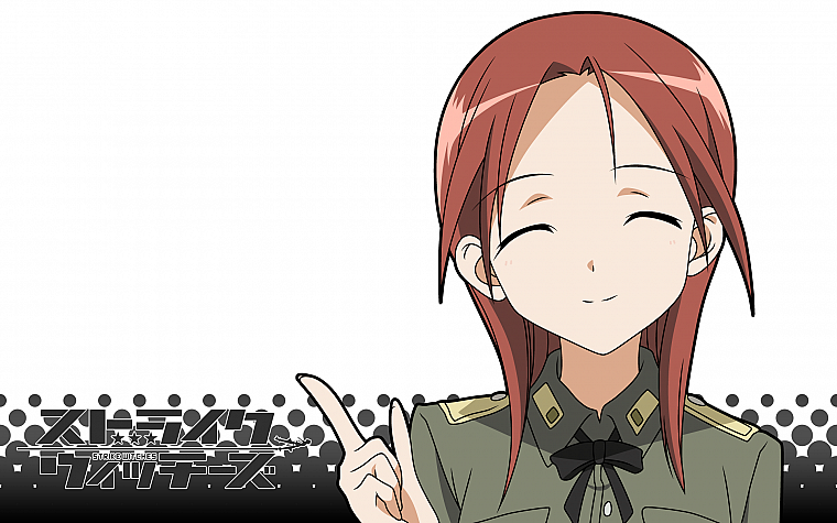 Strike Witches, uniforms, army, military, redheads, long hair, anime, closed eyes, Minna-Dietlinde Wilcke, anime girls, faces - desktop wallpaper