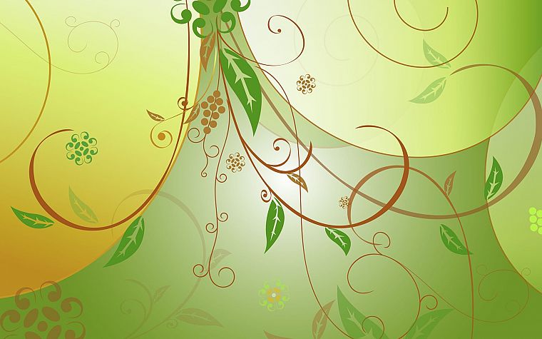 green, nature, floral, vector art - desktop wallpaper