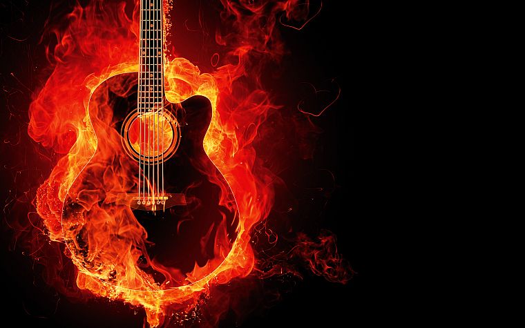 fire, guitars - desktop wallpaper