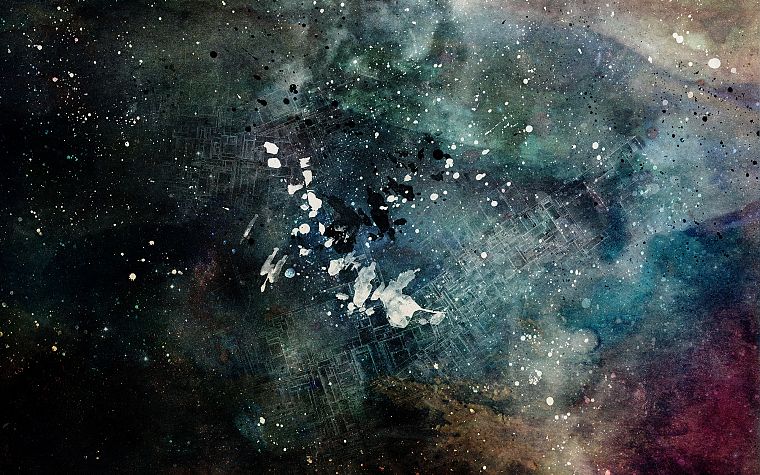 outer space, artwork, Alex Cherry, iridescence - desktop wallpaper