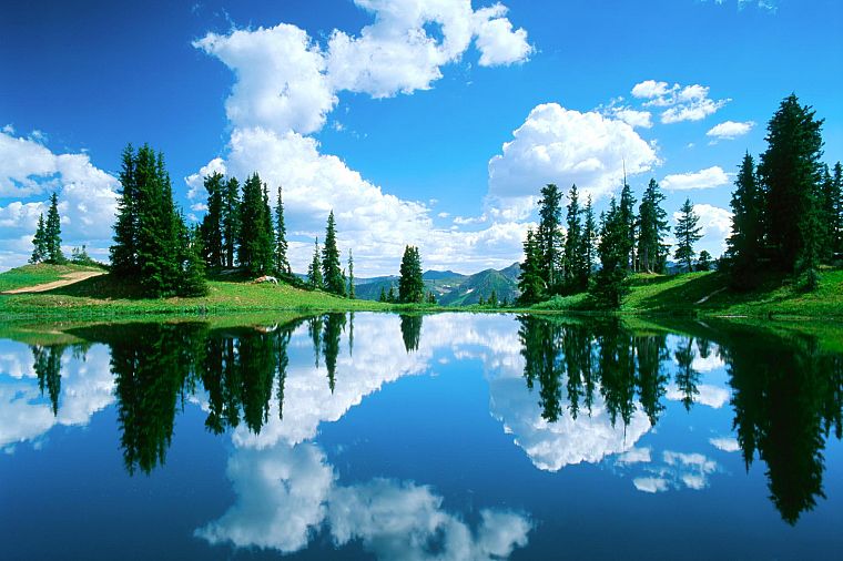 green, water, blue, clouds, skyscapes - desktop wallpaper