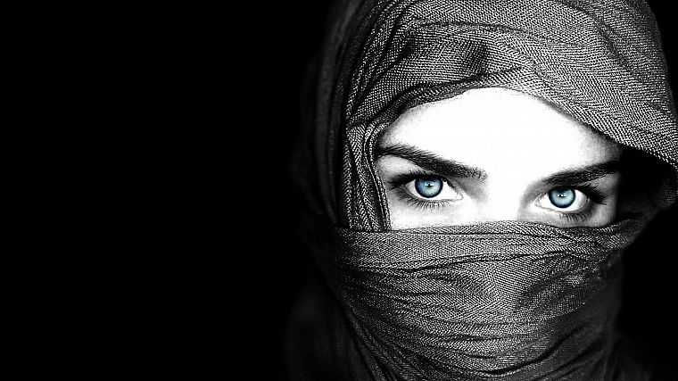 women, eyes, veil - desktop wallpaper