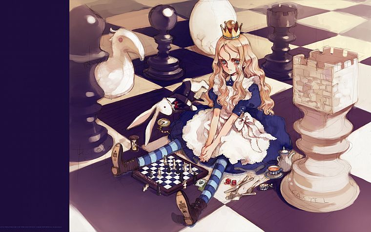 Alice in Wonderland, Oyari Ashito, striped legwear - desktop wallpaper