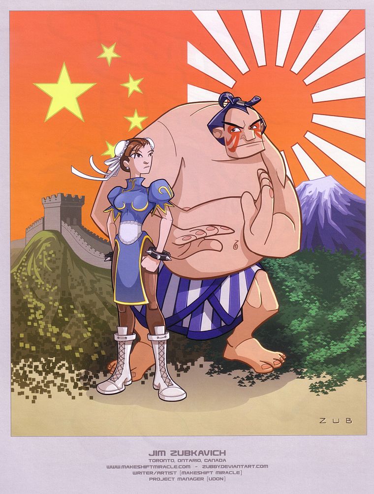 video games, Street Fighter, artbook, Chun-Li, artwork, E. Honda - desktop wallpaper