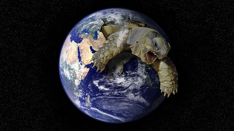 planets, Earth, turtles, photo manipulation - desktop wallpaper