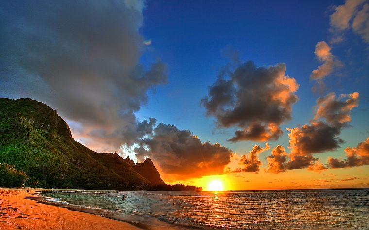 sunset, ocean, landscapes, Hawaii, sea - desktop wallpaper