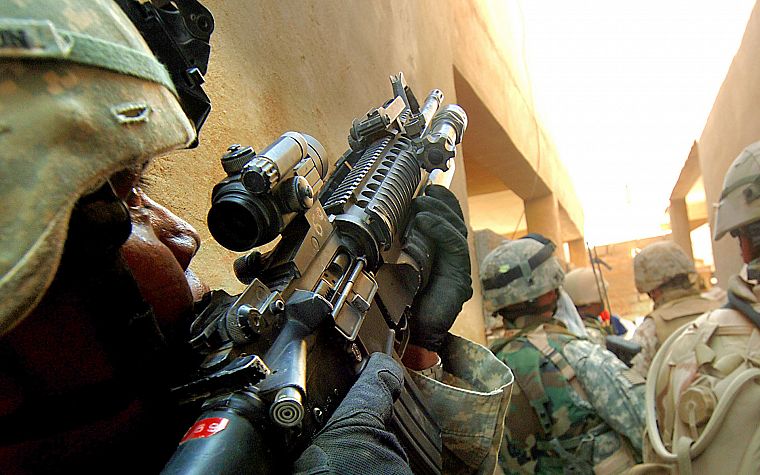 scope, soldiers, guns, M16A4, 5.56x45mm NATO - desktop wallpaper