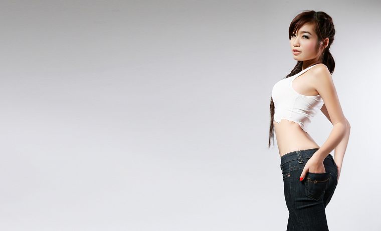 jeans, Elly Tran Ha, simple background - desktop wallpaper