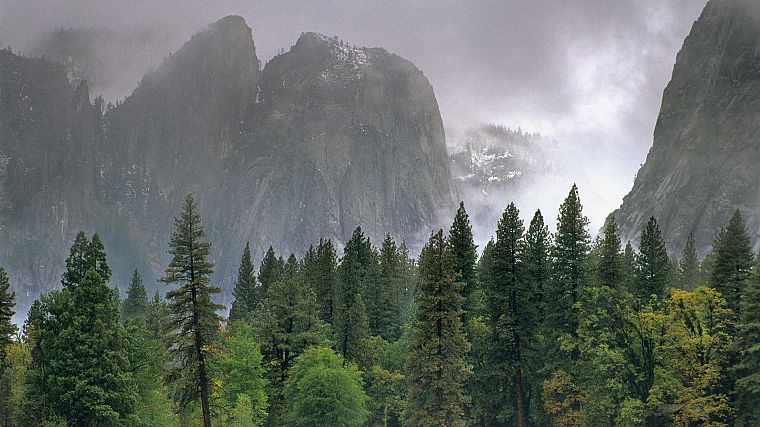 clouds, rain, valleys, California, National Park, Yosemite National Park - desktop wallpaper