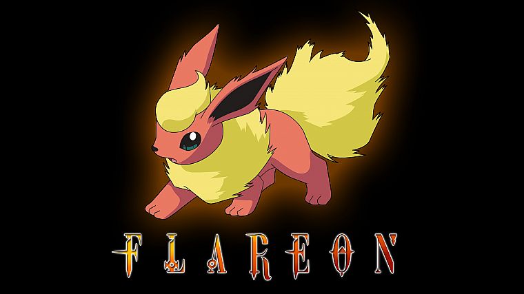 Pokemon, Flareon, black background - desktop wallpaper
