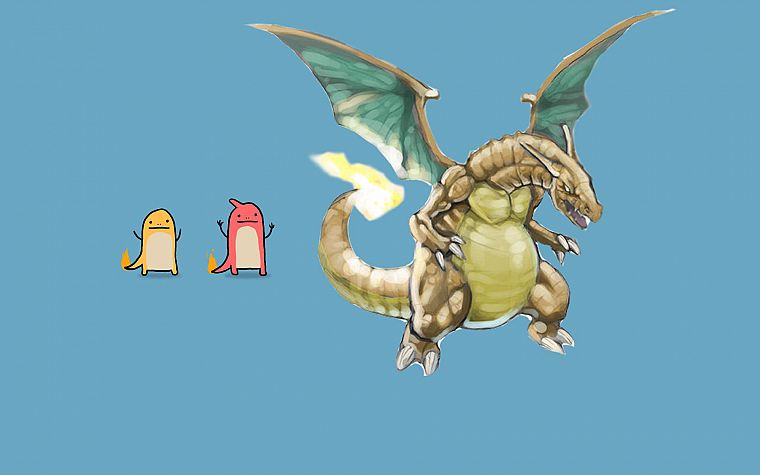 Pokemon, Charmeleon, Charizard, Charmander - desktop wallpaper