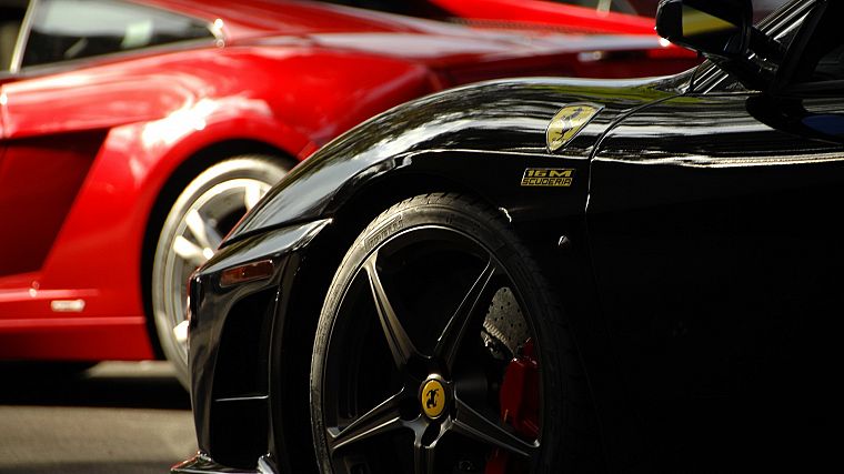 close-up, cars, Ferrari, vehicles, wheels, depth of field, races, racing cars, speed, automobiles - desktop wallpaper