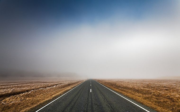 landscapes, mist, roads - desktop wallpaper