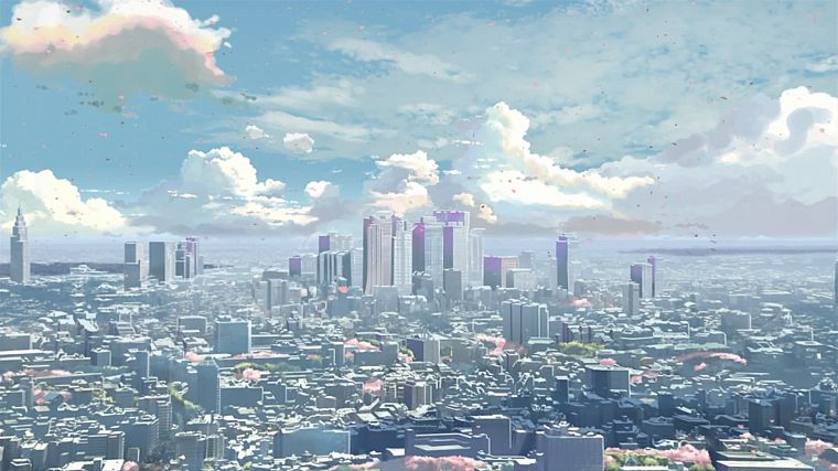 cityscapes, buildings, Makoto Shinkai, 5 Centimeters Per Second - desktop wallpaper