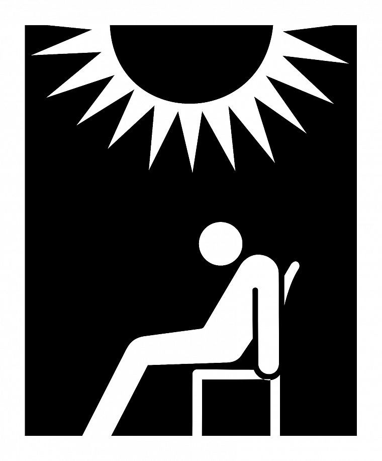 Sun, chairs, stickman, simple - desktop wallpaper