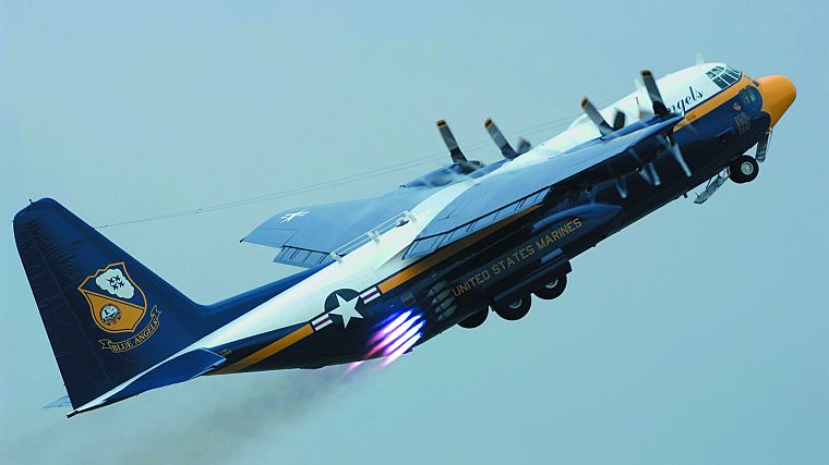 aircraft, military, USMC, C-130 Hercules, blue angels - desktop wallpaper