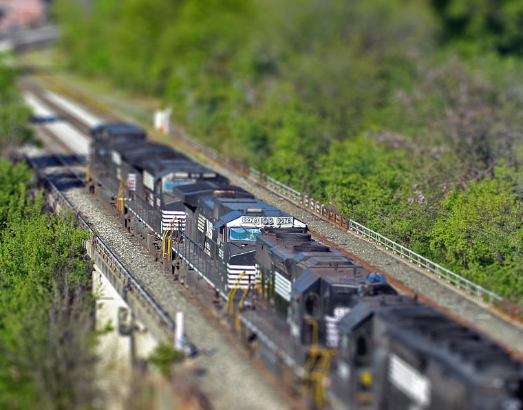 trains, bridges, railroad tracks, tilt-shift - desktop wallpaper