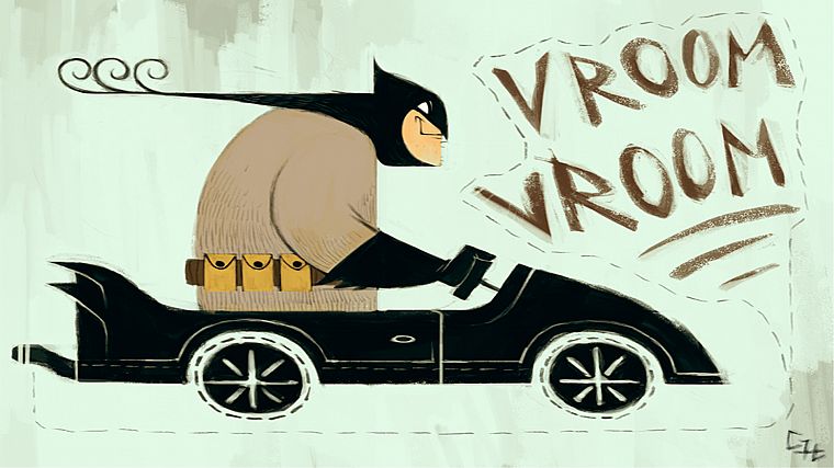 Batman, alternative art, pop art, Batmobile - desktop wallpaper