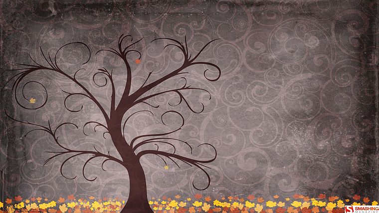 trees, autumn, patterns, backgrounds, Smashing magazine, fallen leaves - desktop wallpaper