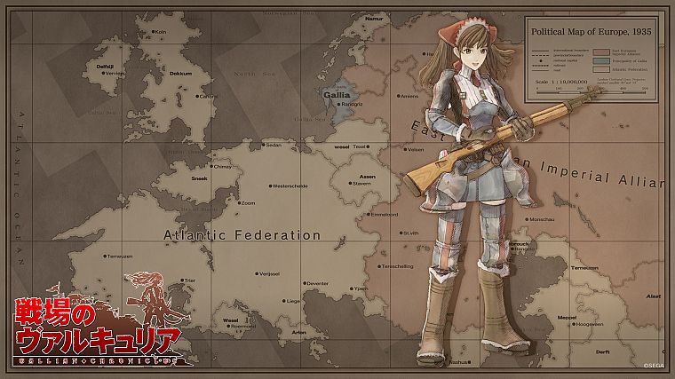 maps, anime girls, Melchiott Alicia, Valkyria Chronicles - desktop wallpaper