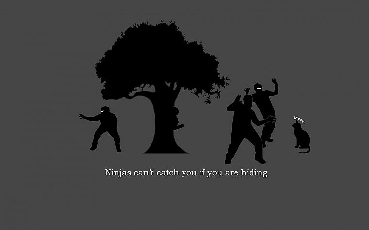 trees, cats, ninjas cant catch you if - desktop wallpaper